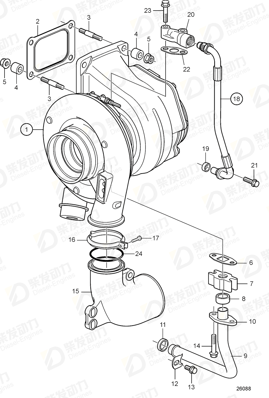 VOLVO Turbocharger, exch 3801235 Drawing